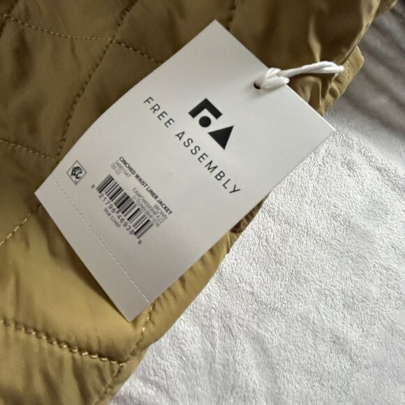 Free Assembly Women's Quilted Cinched Waist Liner Jacket Large Brown Pockets New - Picture 4 of 9